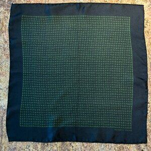Vintage Hermes Dark Green Silk Pocket Square Handkerchief